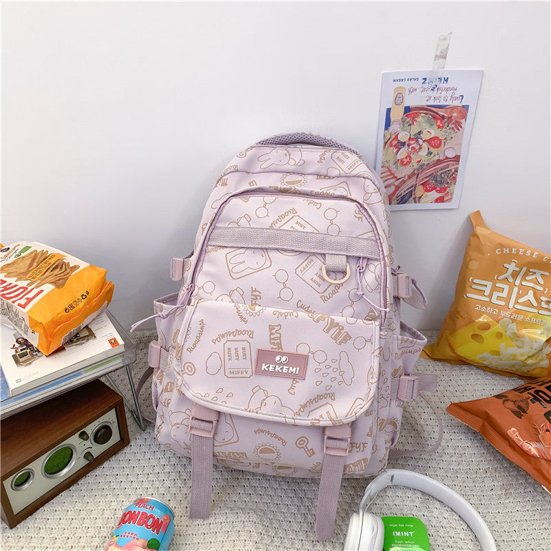 Women's Simple Fashion Color Contrast Schoolbag