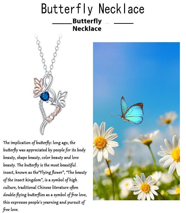 Butterfly Pendant Necklace Gifts For Girlfriend Light Luxury