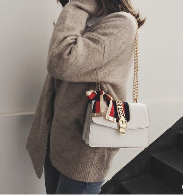 Satin chain fashion shoulder bag