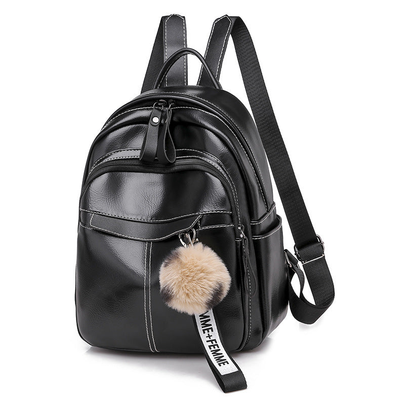Fashion simple soft leather travel backpack