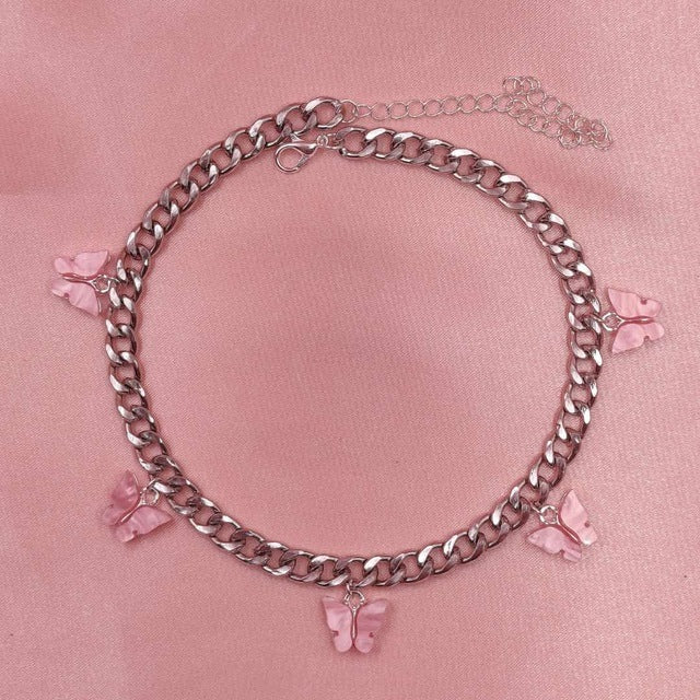 Jewelry Acrylic Butterfly Necklace Pendant Simple Fashion Titanium Steel Clavicle Chain