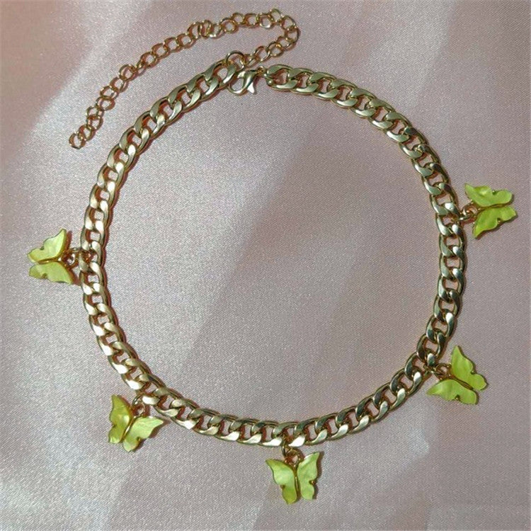 Jewelry Acrylic Butterfly Necklace Pendant Simple Fashion Titanium Steel Clavicle Chain