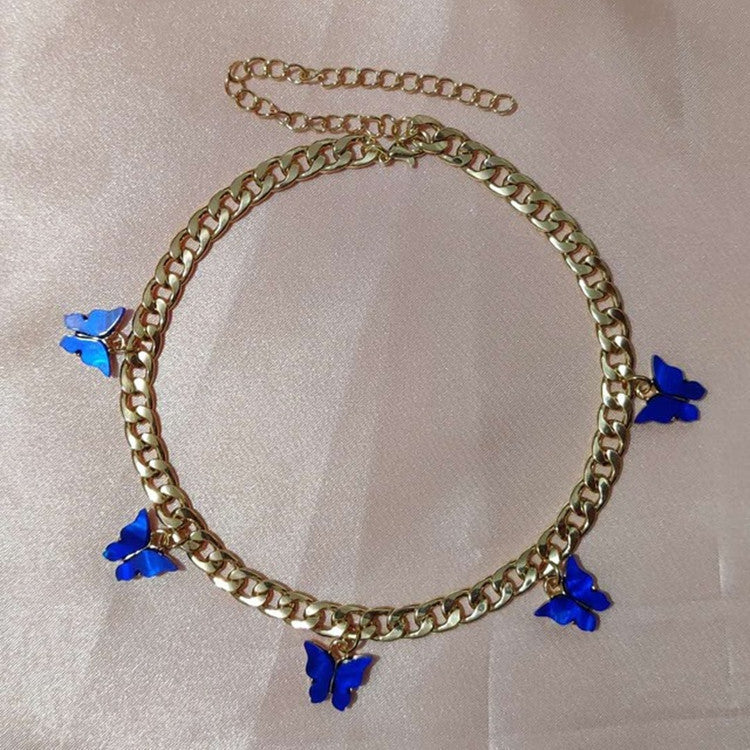 Jewelry Acrylic Butterfly Necklace Pendant Simple Fashion Titanium Steel Clavicle Chain