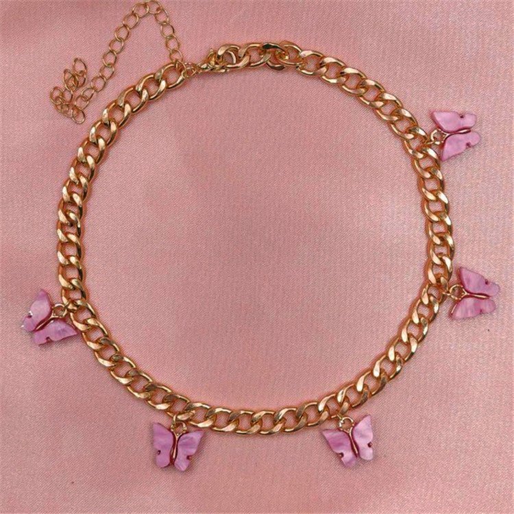 Jewelry Acrylic Butterfly Necklace Pendant Simple Fashion Titanium Steel Clavicle Chain