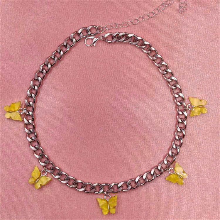 Jewelry Acrylic Butterfly Necklace Pendant Simple Fashion Titanium Steel Clavicle Chain
