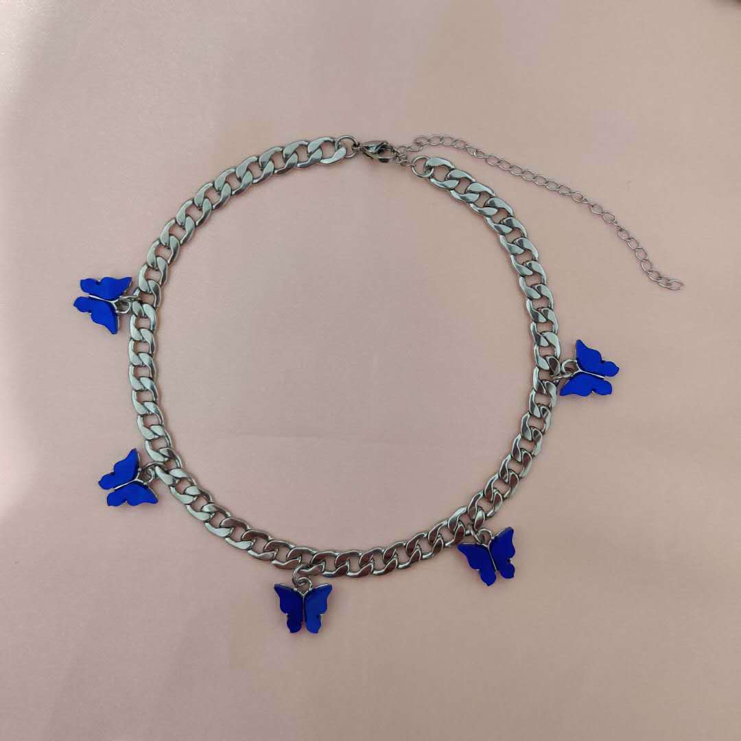 Jewelry Acrylic Butterfly Necklace Pendant Simple Fashion Titanium Steel Clavicle Chain