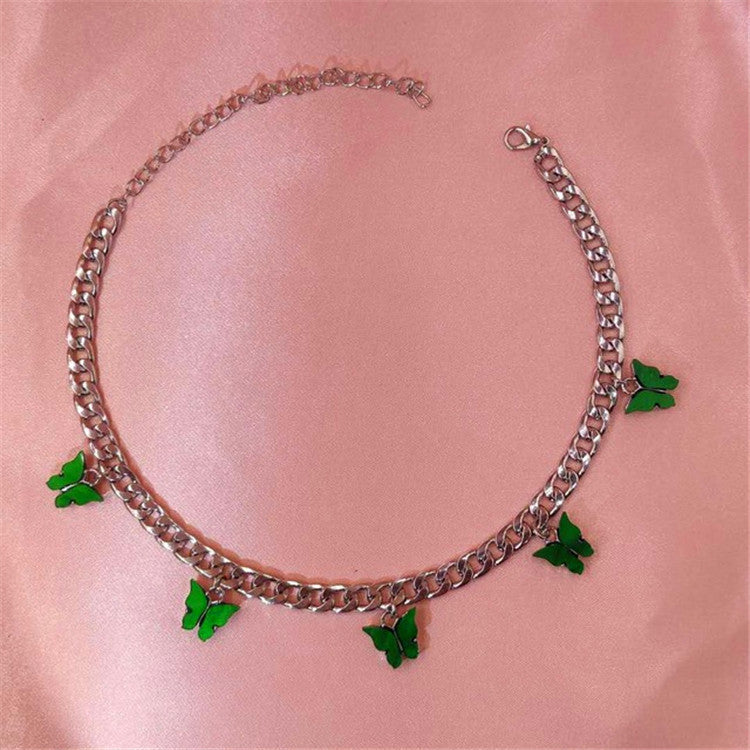 Jewelry Acrylic Butterfly Necklace Pendant Simple Fashion Titanium Steel Clavicle Chain