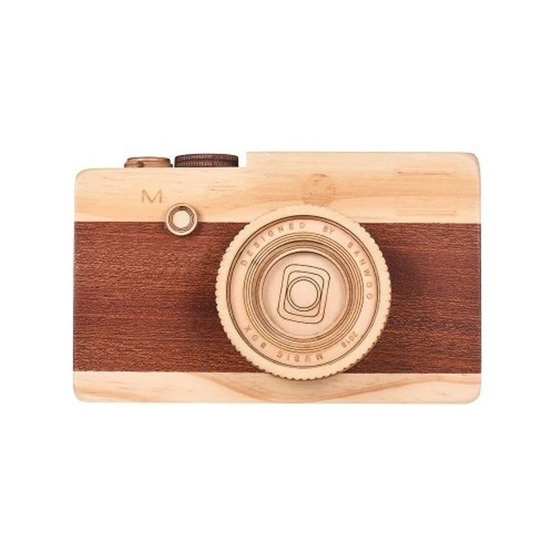 Wooden Retro Camera Music Box Photography Props Home Decoration Gifts Ornaments Holiday Gifts