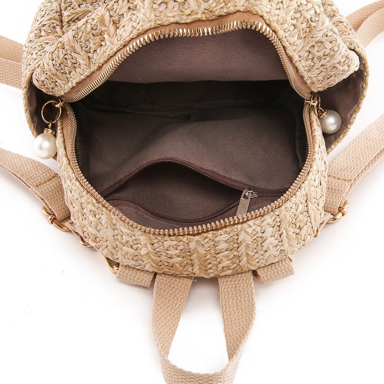 Straw bag fashion woven backpack