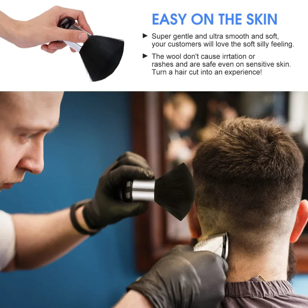 Musta kaulaharja puisella kahvalla neck brush for hair salon