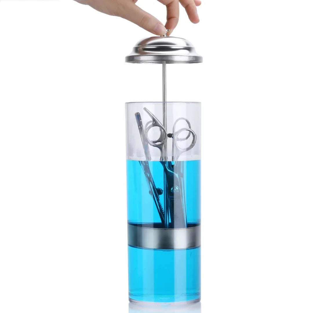 Acrylic barber jar with rust-resistant lid