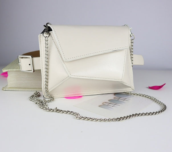 Irregular trapezoid fashion chain belt bag