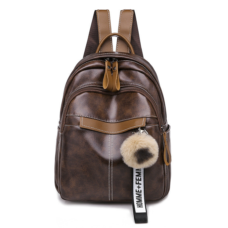 Fashion simple soft leather travel backpack