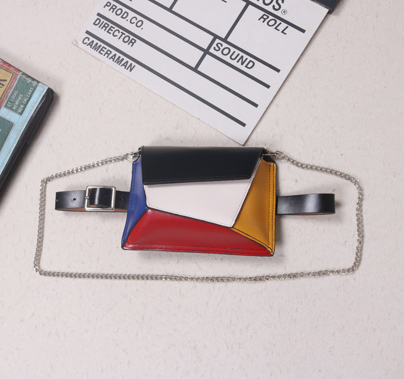 Irregular trapezoid fashion chain belt bag