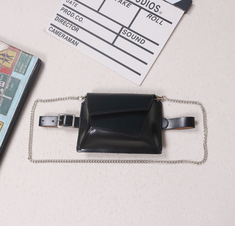 Irregular trapezoid fashion chain belt bag