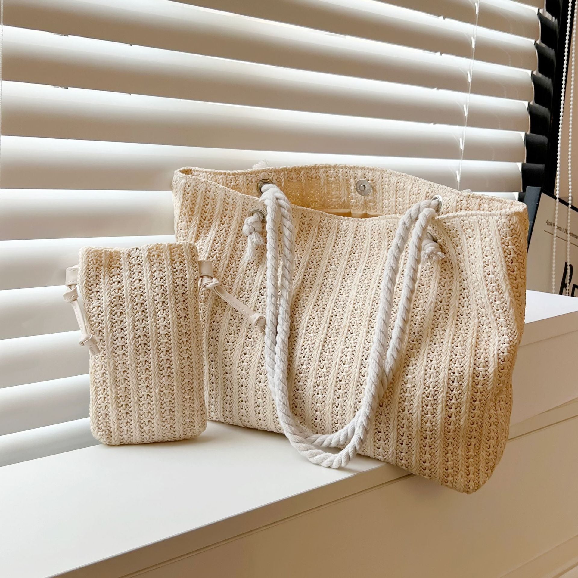 Fashion Straw Shoulder Tote Bag