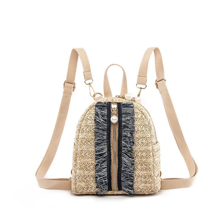 Straw bag fashion woven backpack