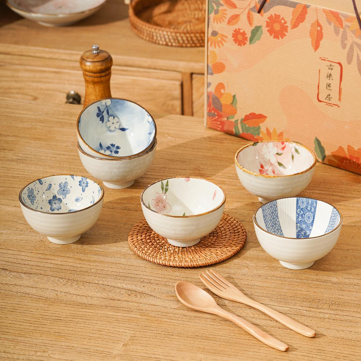 Ceramic Household Rice Bowl Set Give As Gifts