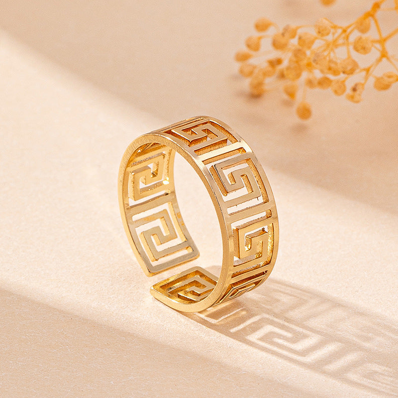 Geometric Loop Collar Earrings Ring Bracelet Women's Jewelry Fashion Suit