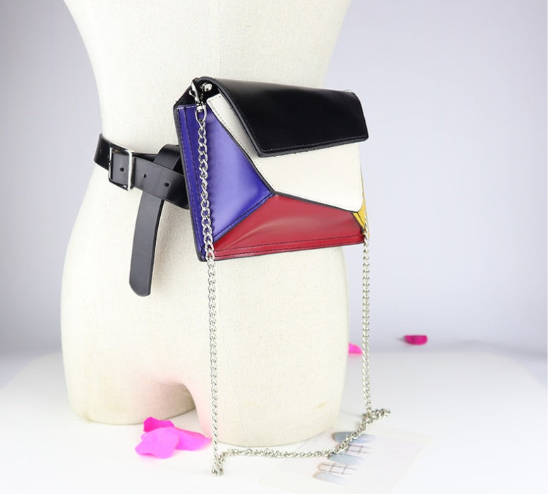 Irregular trapezoid fashion chain belt bag