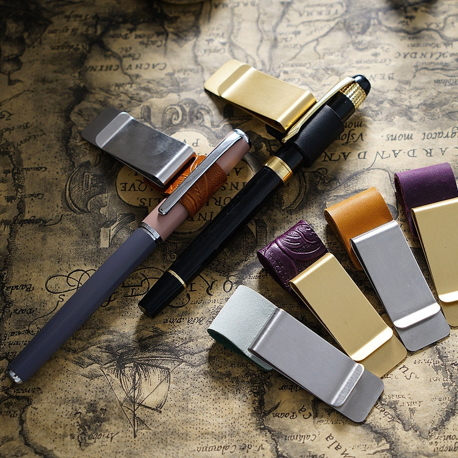 Wallet Metal Leather Vintage Notebook Accessories Bookmark Pen Holder