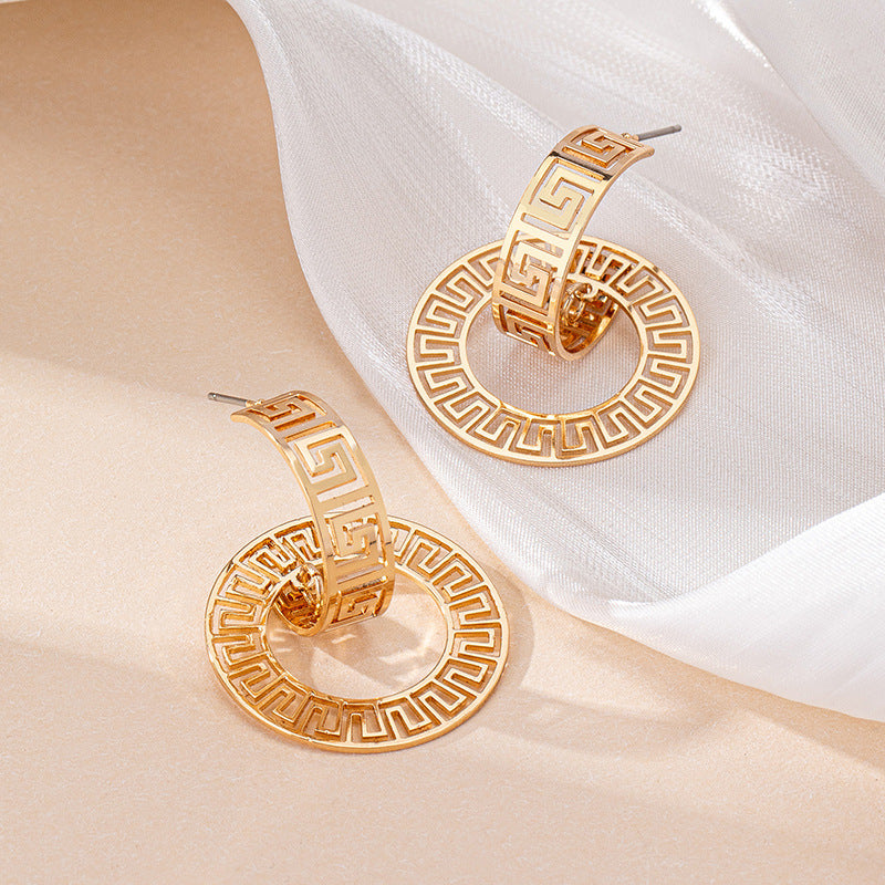 Geometric Loop Collar Earrings Ring Bracelet Women's Jewelry Fashion Suit