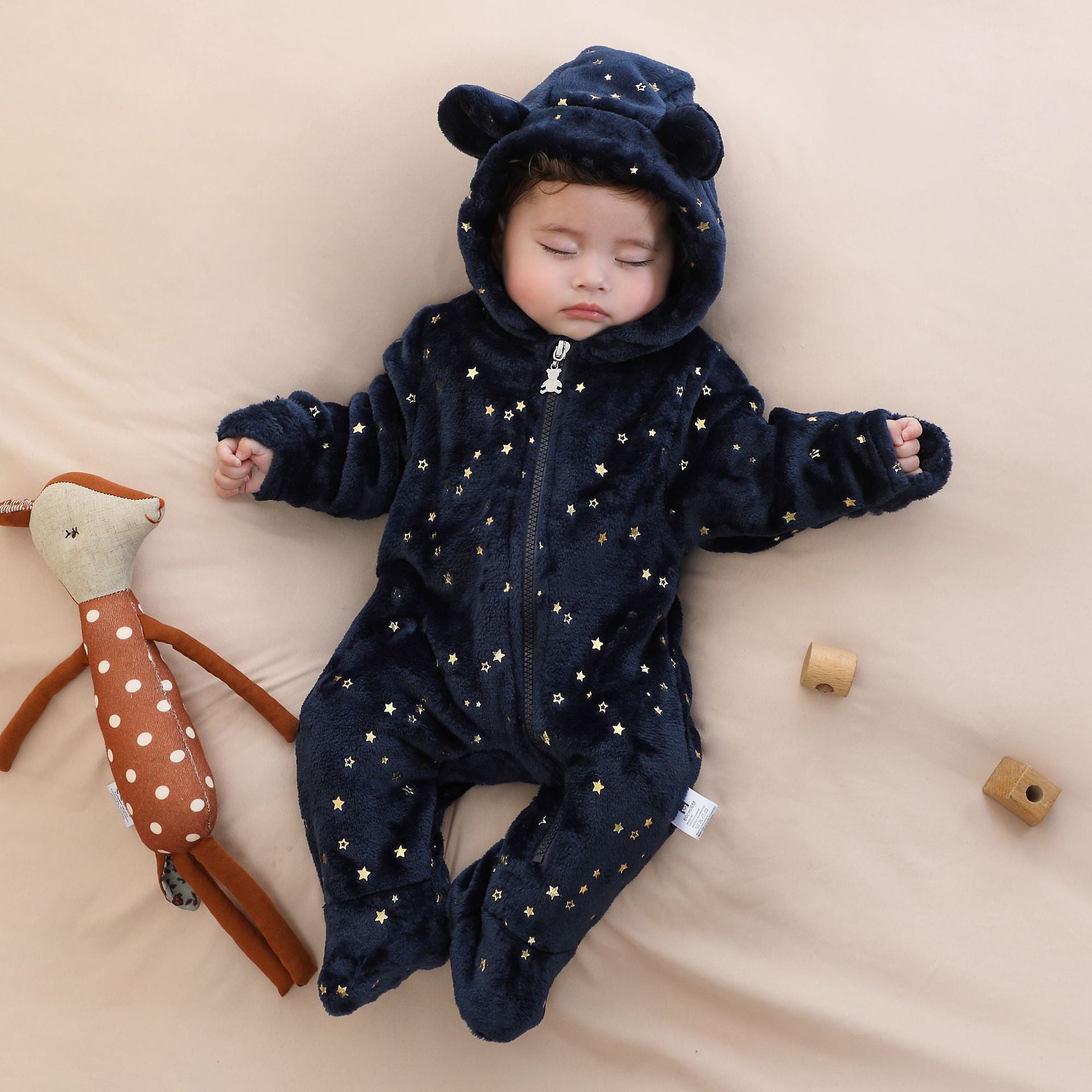 Fashion Newborn Clothes Baby Fleece-lined Jumpsuit