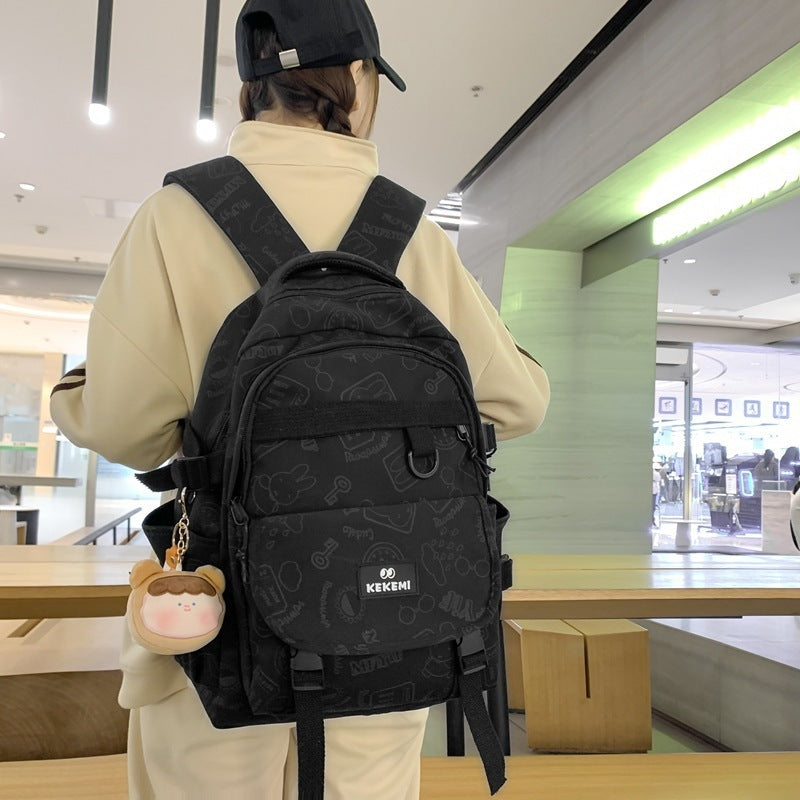 Women's Simple Fashion Color Contrast Schoolbag