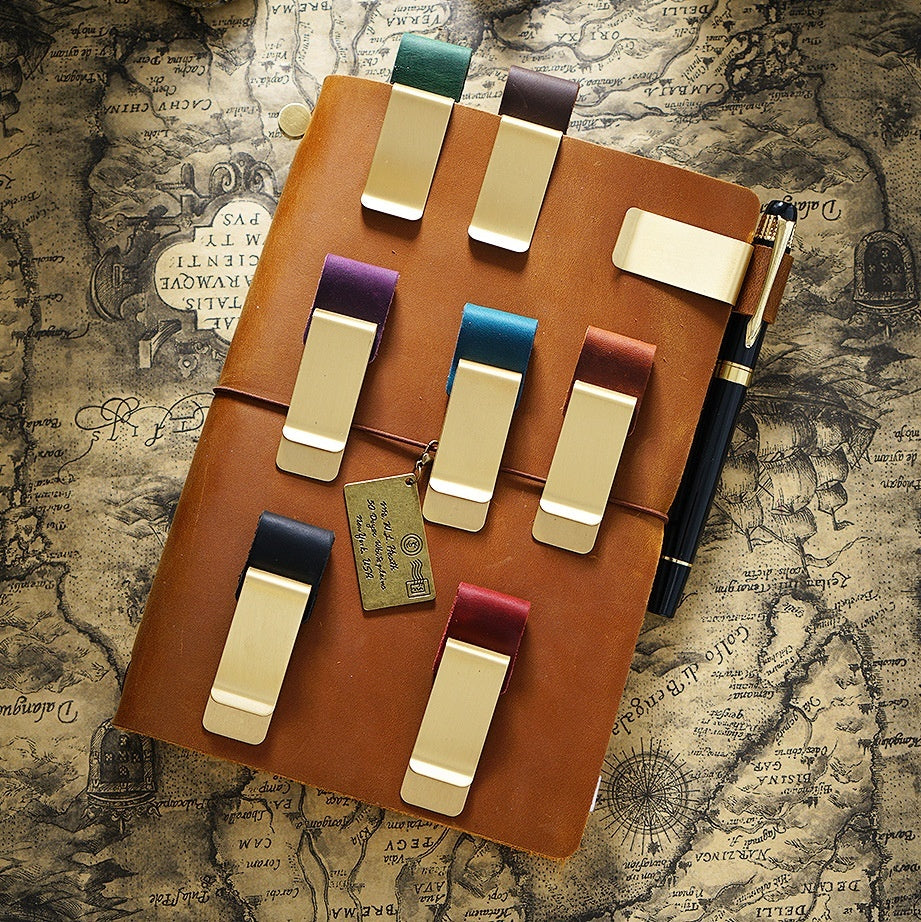 Wallet Metal Leather Vintage Notebook Accessories Bookmark Pen Holder