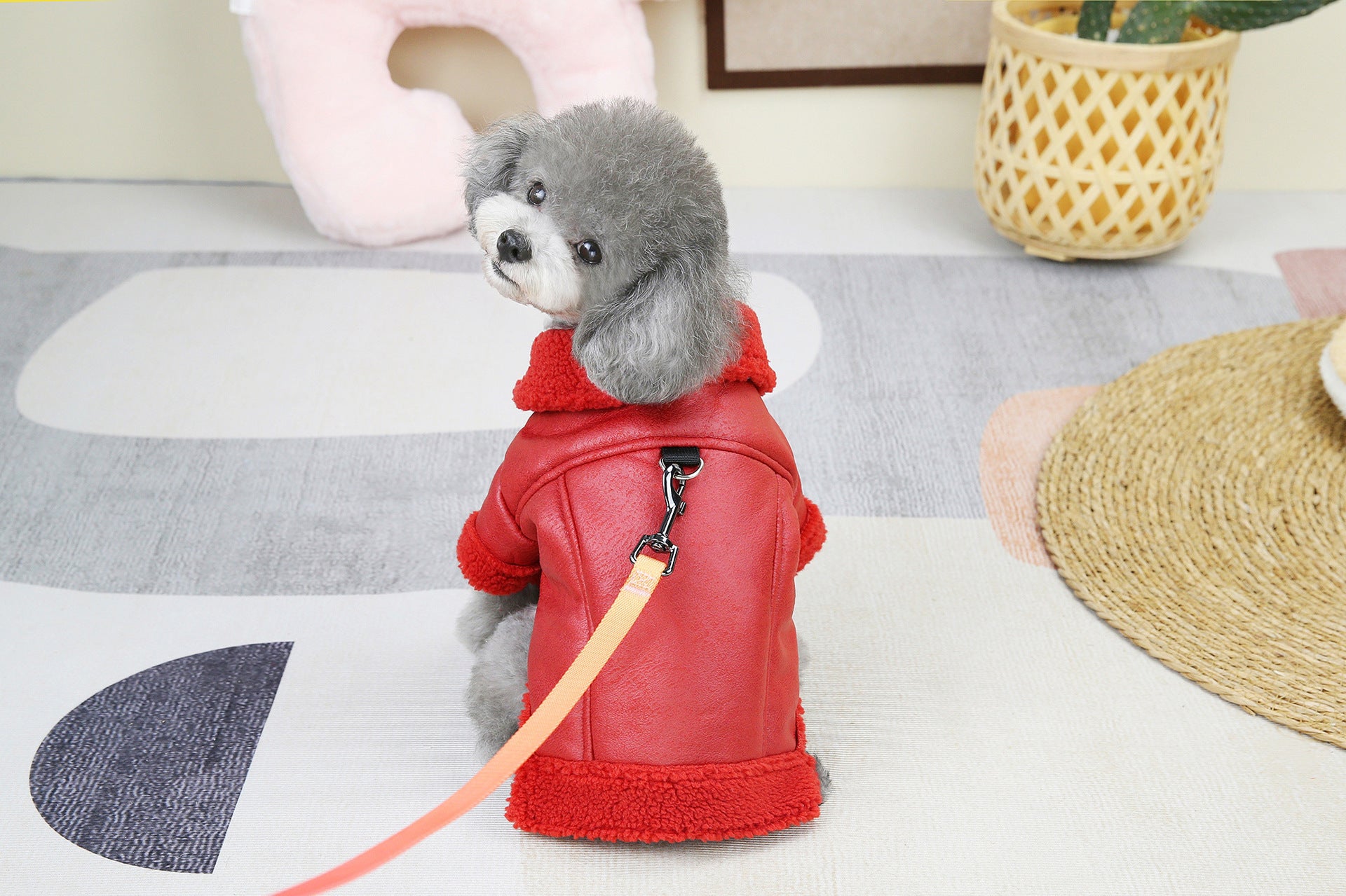 Fashion Cashmere Leather Coat Dog Thermal Clothes