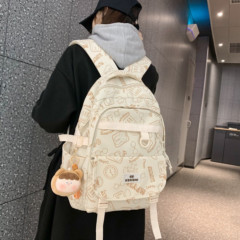 Women's Simple Fashion Color Contrast Schoolbag