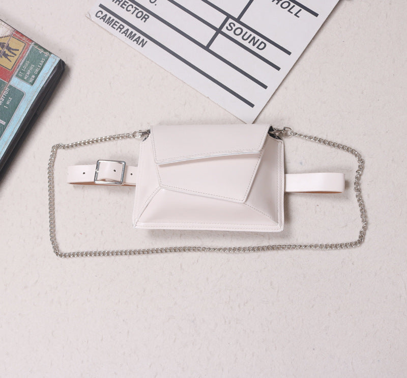 Irregular trapezoid fashion chain belt bag