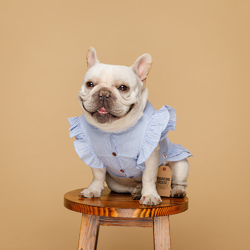 Pet clothes hot sale fashion striped embroidery