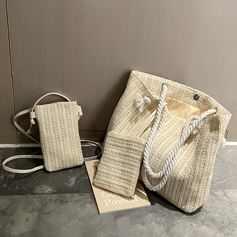 Fashion Straw Shoulder Tote Bag