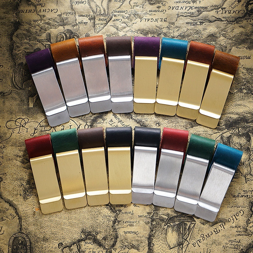 Wallet Metal Leather Vintage Notebook Accessories Bookmark Pen Holder