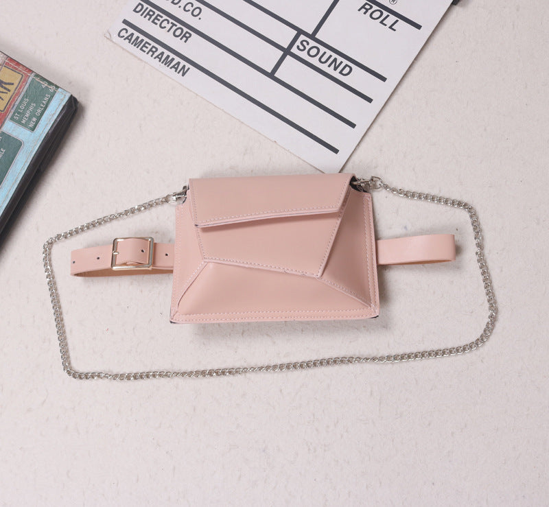 Irregular trapezoid fashion chain belt bag