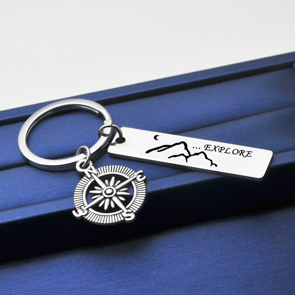 Explore Compass Stainless Steel Keychain Gifts For