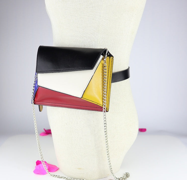 Irregular trapezoid fashion chain belt bag