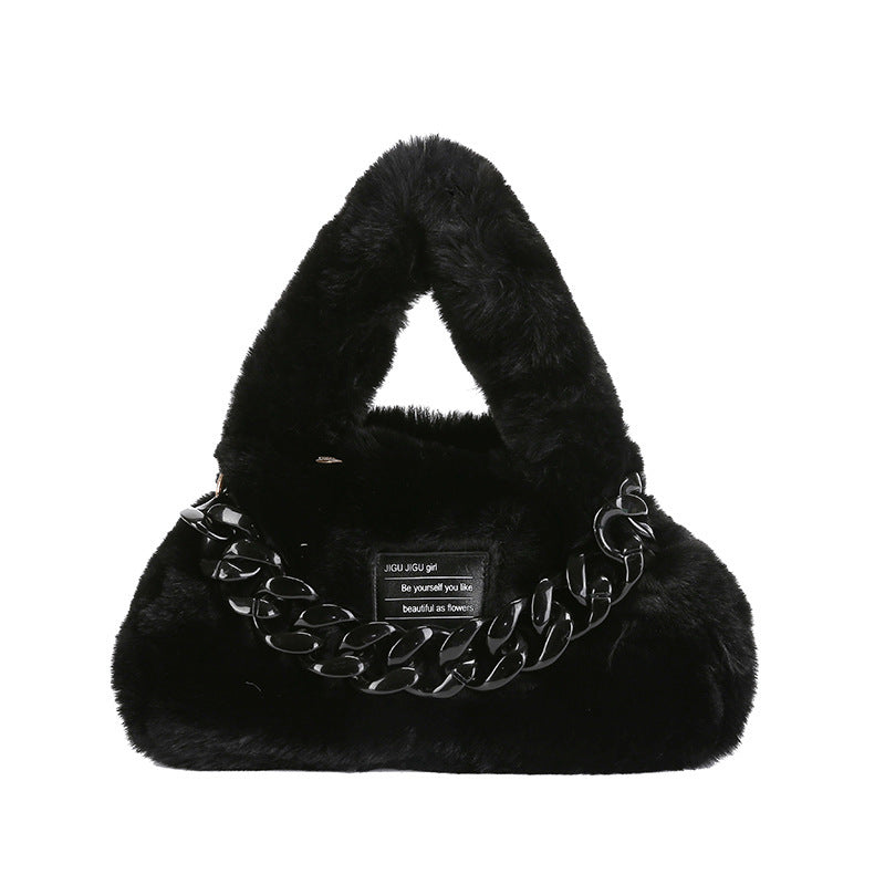 Ladies Plush Fashion Acrylic Chain Bag