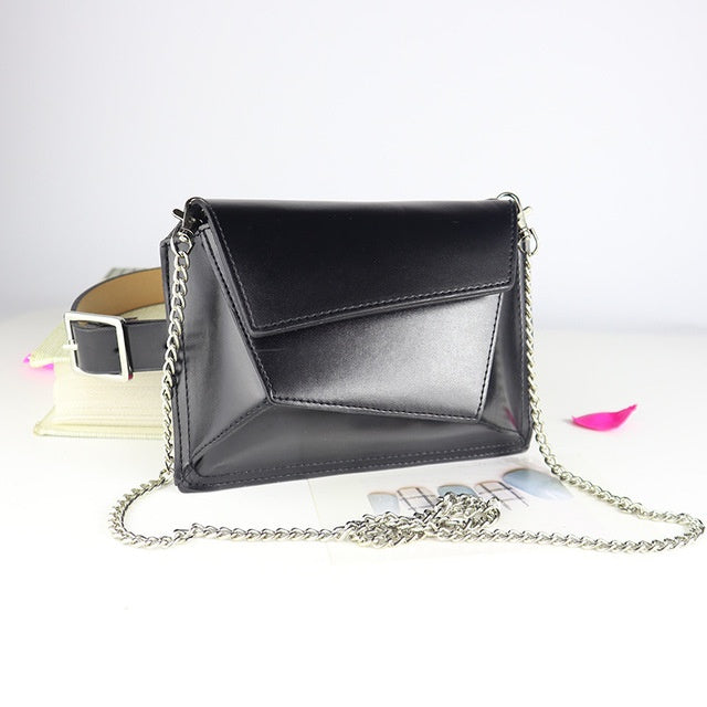 Irregular trapezoid fashion chain belt bag