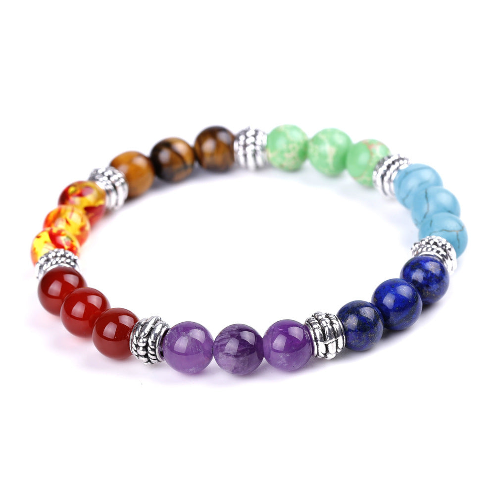 Natural Stone Colorful Chakra Energy Yoga Bracelet