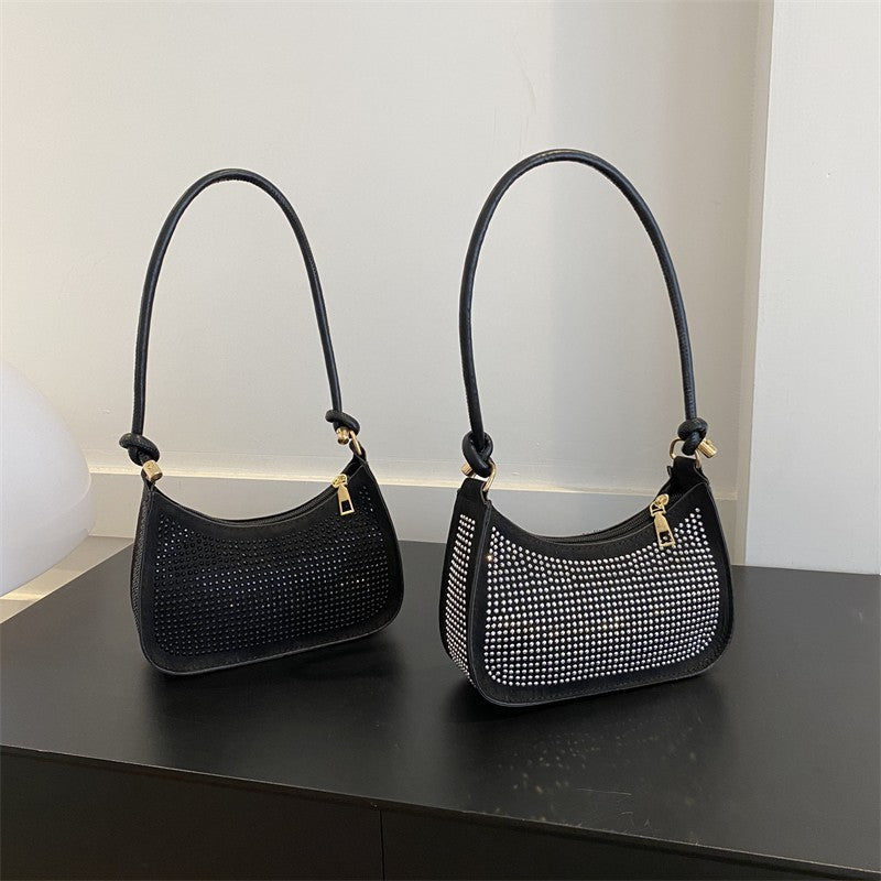 Diamond-embedded Western Style Underarm Bag Fashion Fashion Casual Shoulder Bag