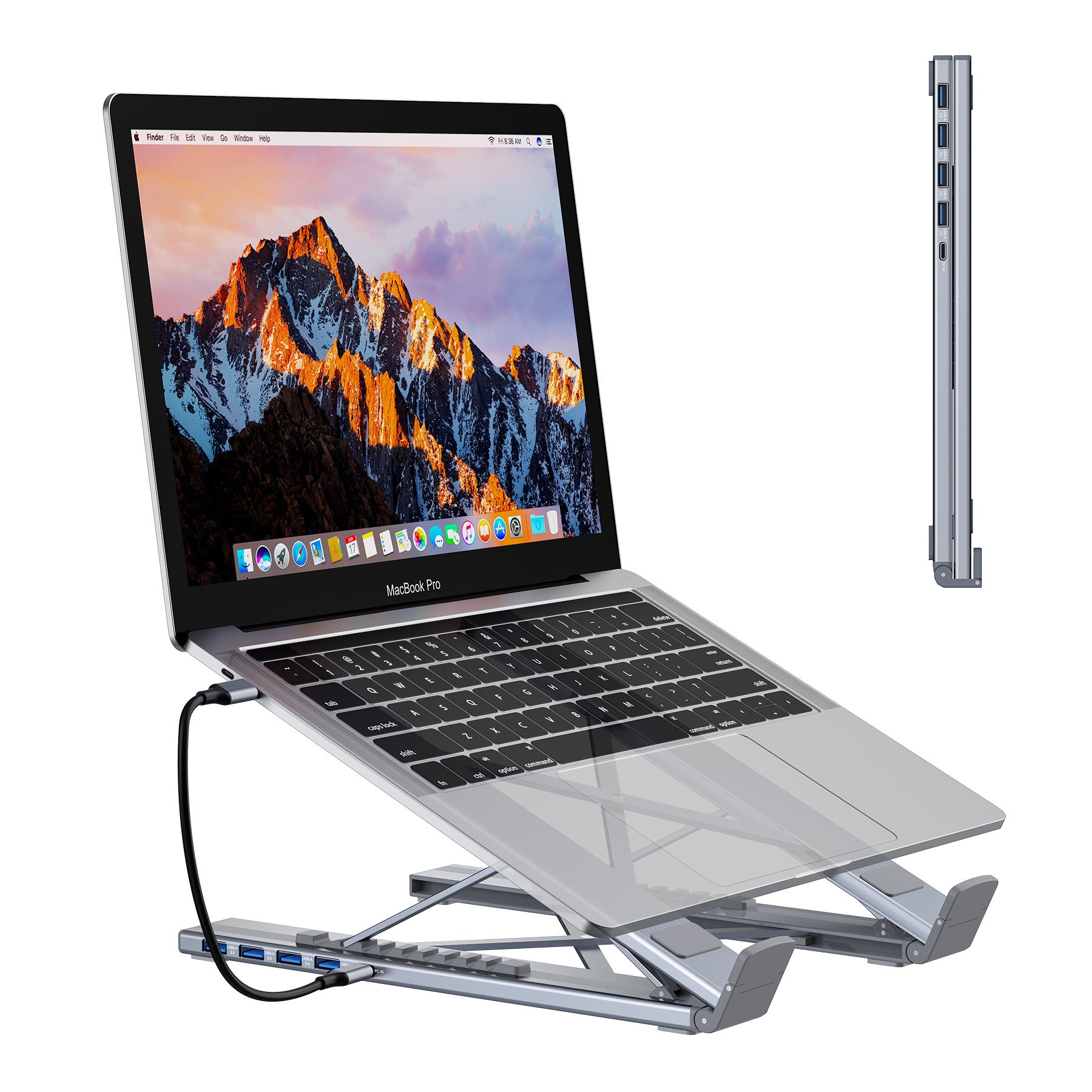 Aluminum Alloy HUB Multi-interface HDMI 8 In 1 Docking Station Laptop Stand