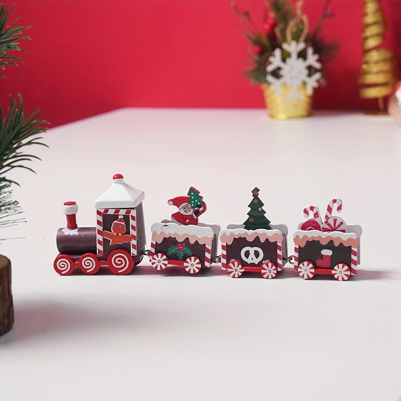 Christmas Decorations Wooden Train Children's Gifts Christmas Small Gifts Window Decoration