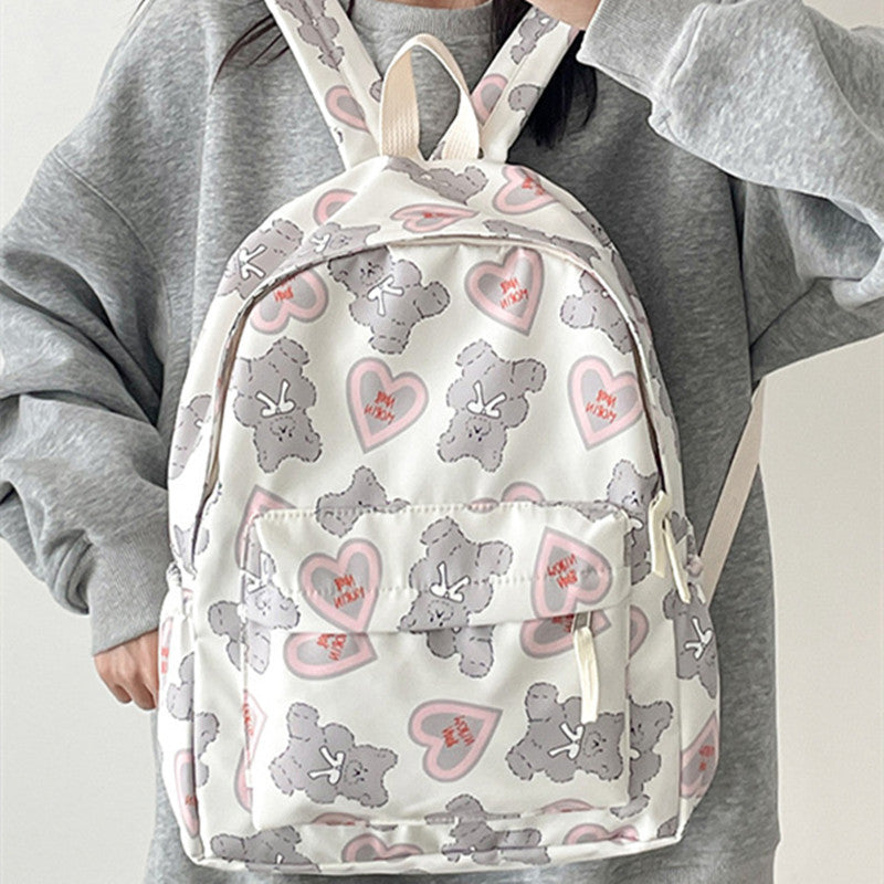 Women's Cute Fashion Bear Printed Schoolbag