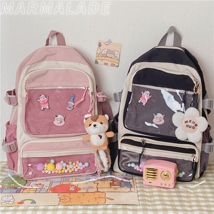 Women's Japanese Fashion Simple Transparent Backpack