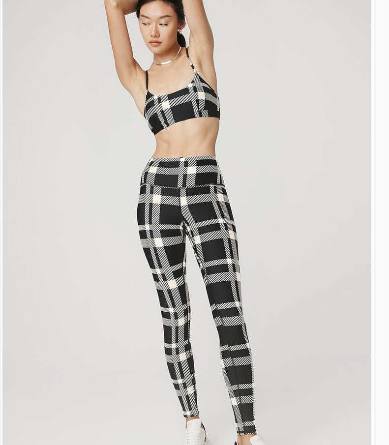 Fashion Large Plaid Yoga Clothes