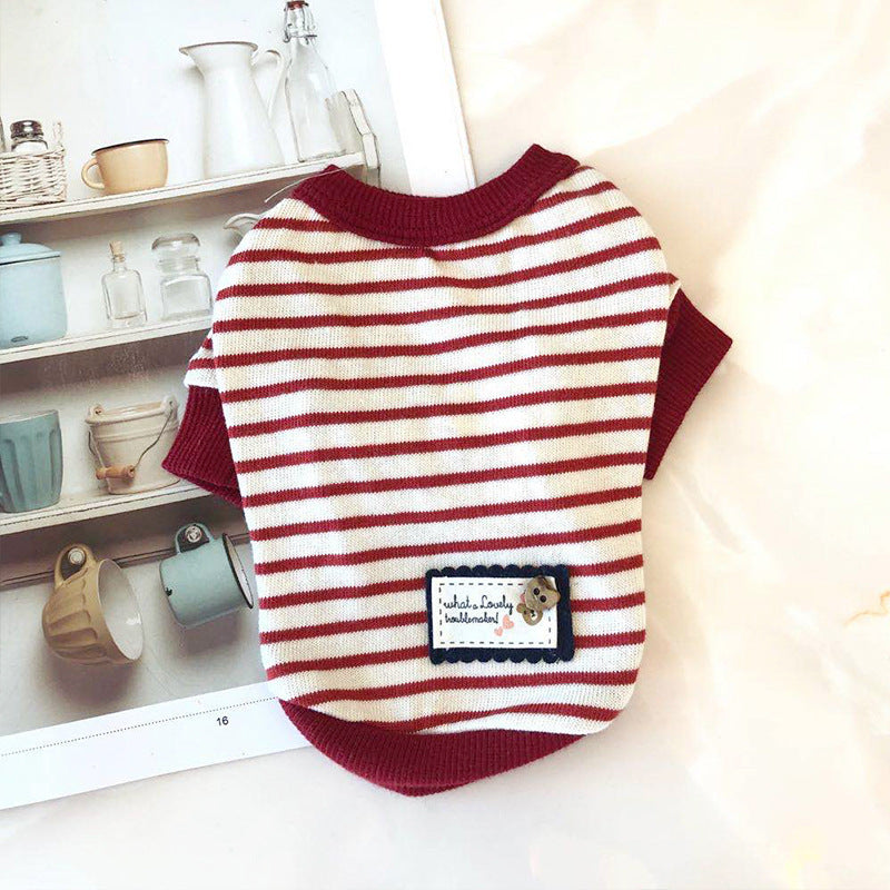 Pet Clothes Autumn New Striped Fashion Bottoming Shirt Dog Clothes