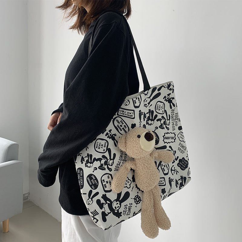 Fashion Netflix Bear Graffiti Canvas Bag