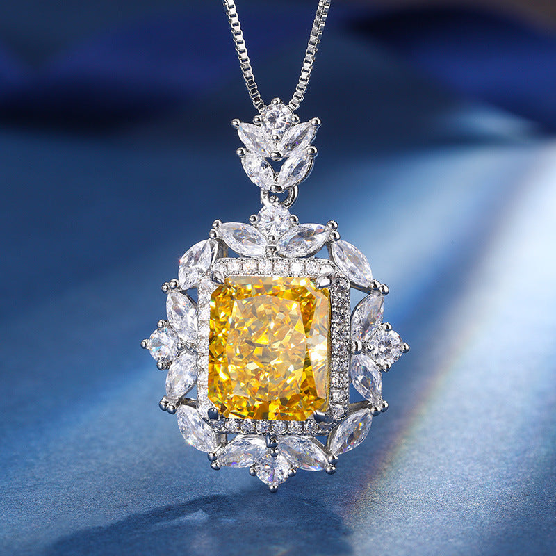 Autumn And Winter New Jewelry Diamond Ice Flower Cut Yellow Diamond Copper Inlaid Fashion